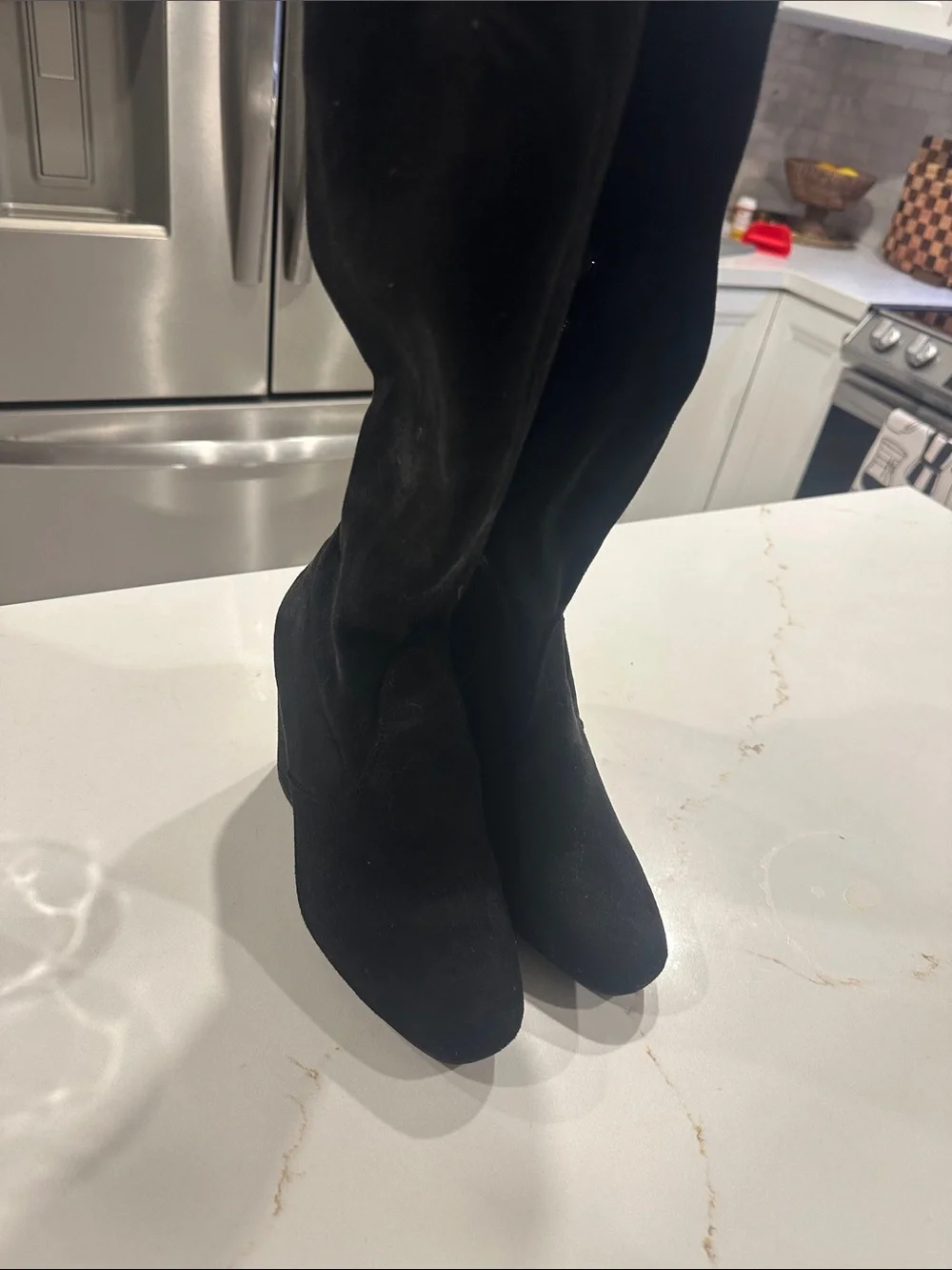 Black Over-the-Knee Block Heel Boots - Picture 2 of 10